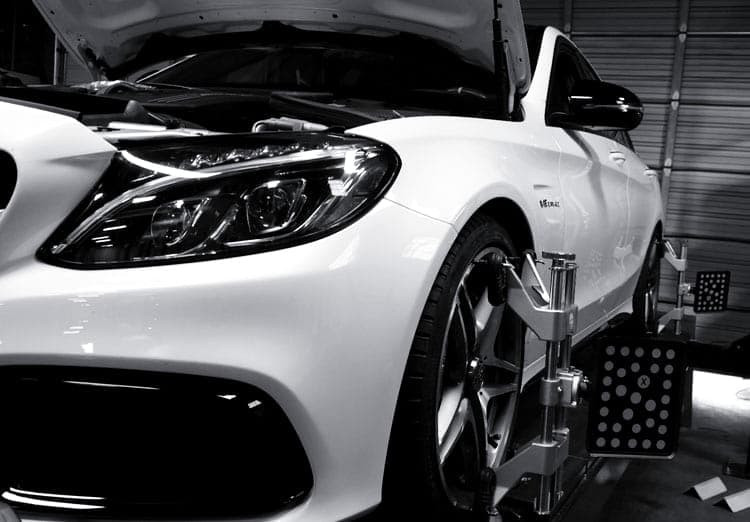 A Mercedes-AMG C63 in for service at Eurowise