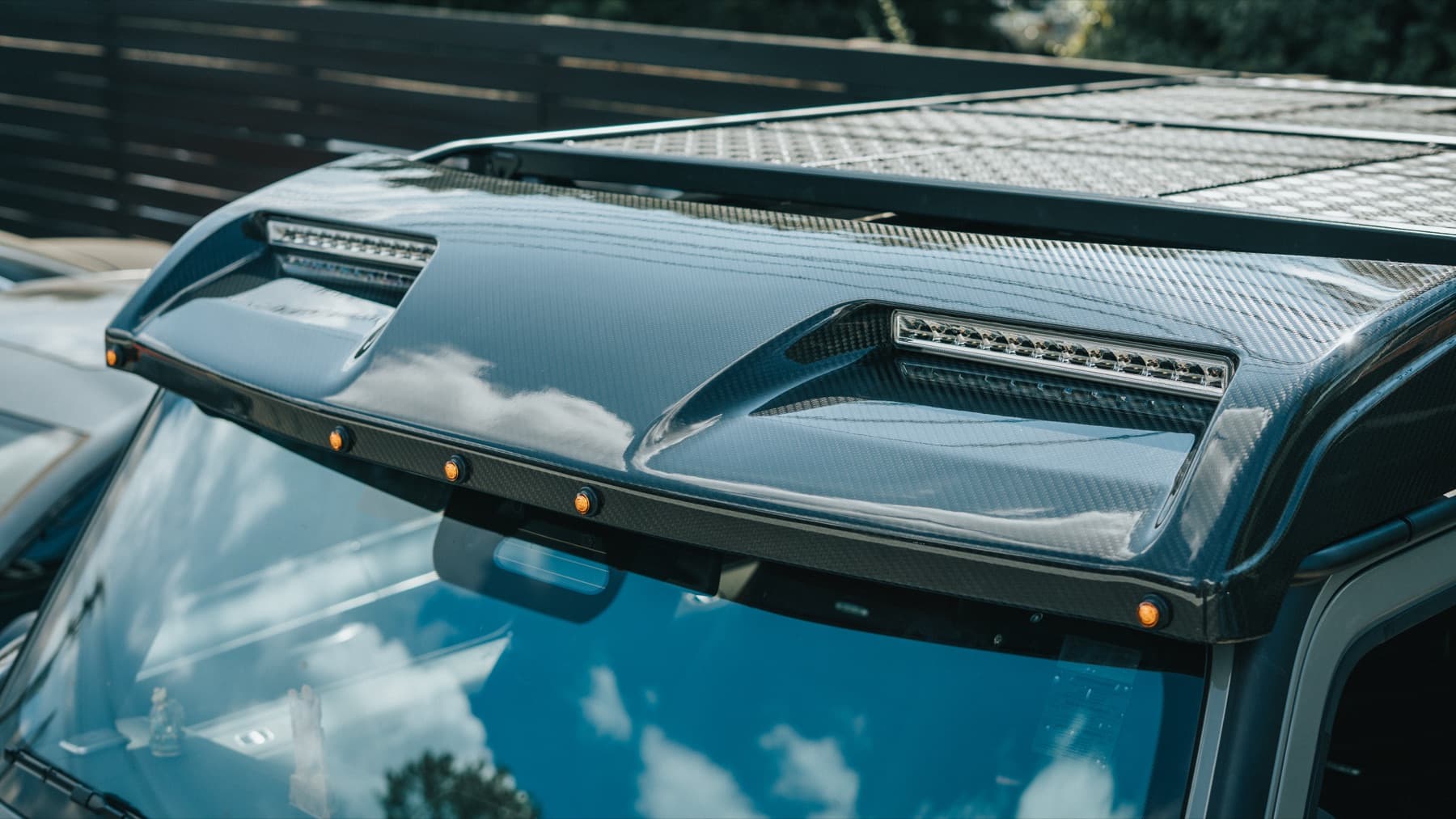 Roof-mounted light bar on an off-road build