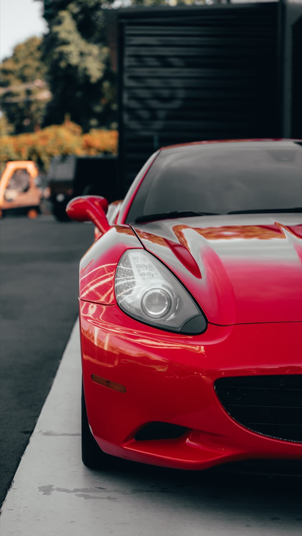 Front of a red Ferrari California