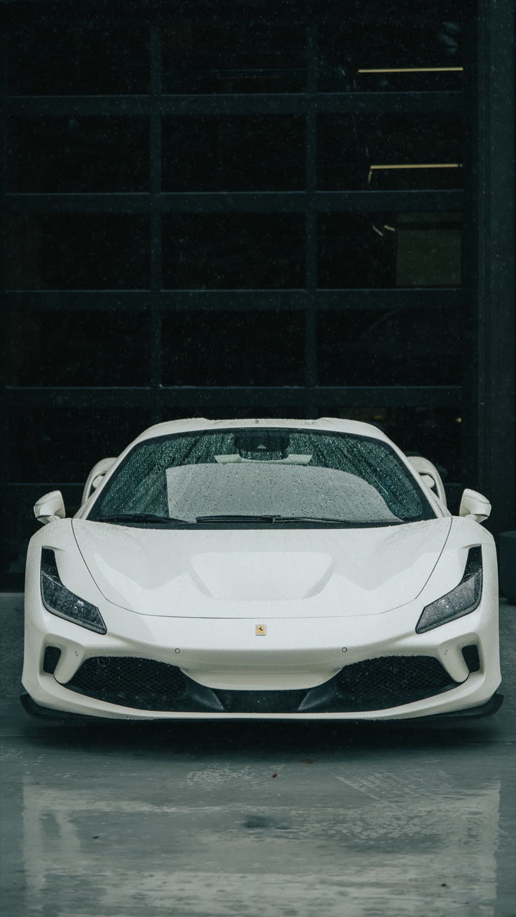 Front view of a white Ferrari