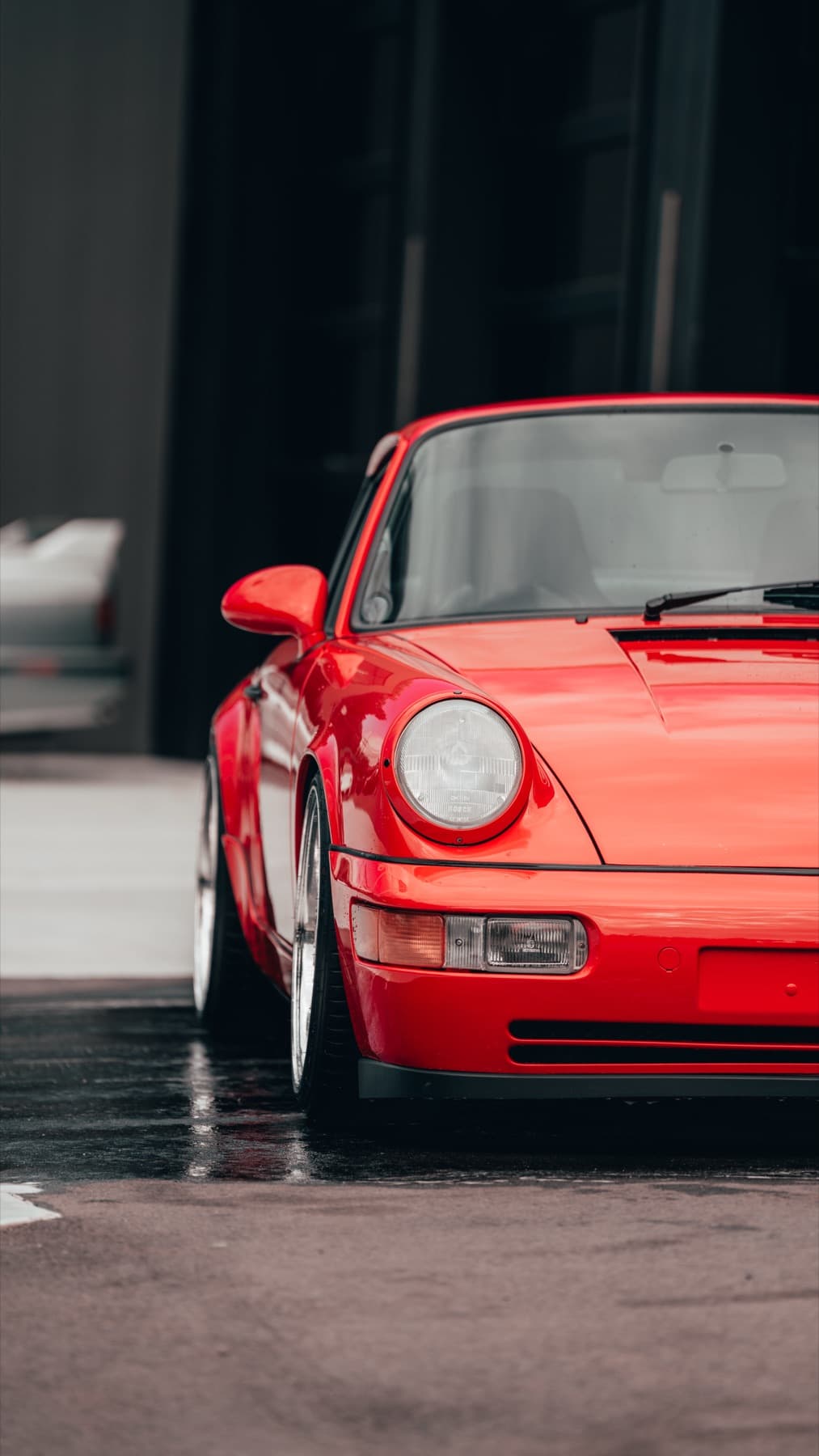 Rear of an orange classic Porsche 911