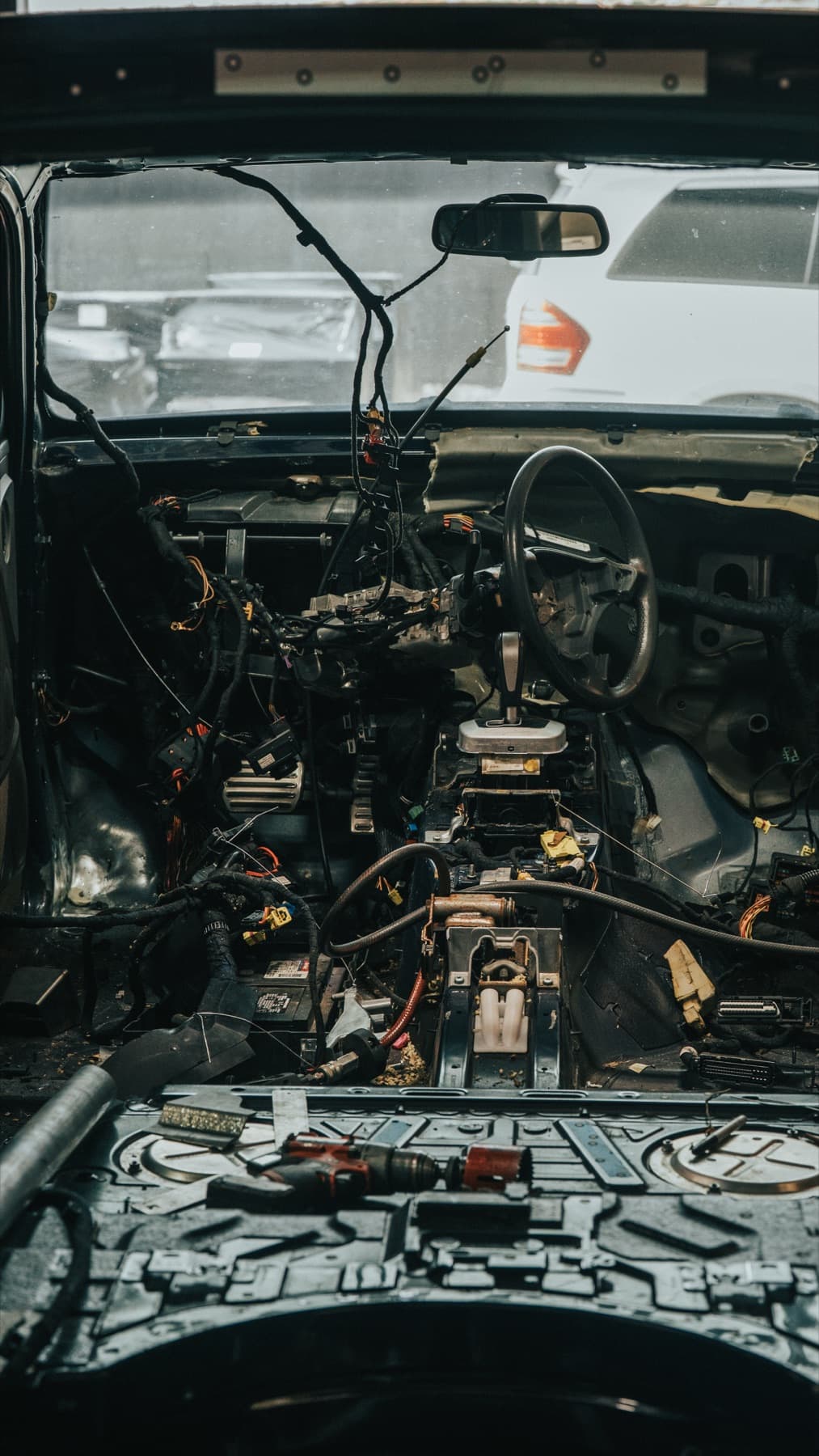 Engine bay during a build
