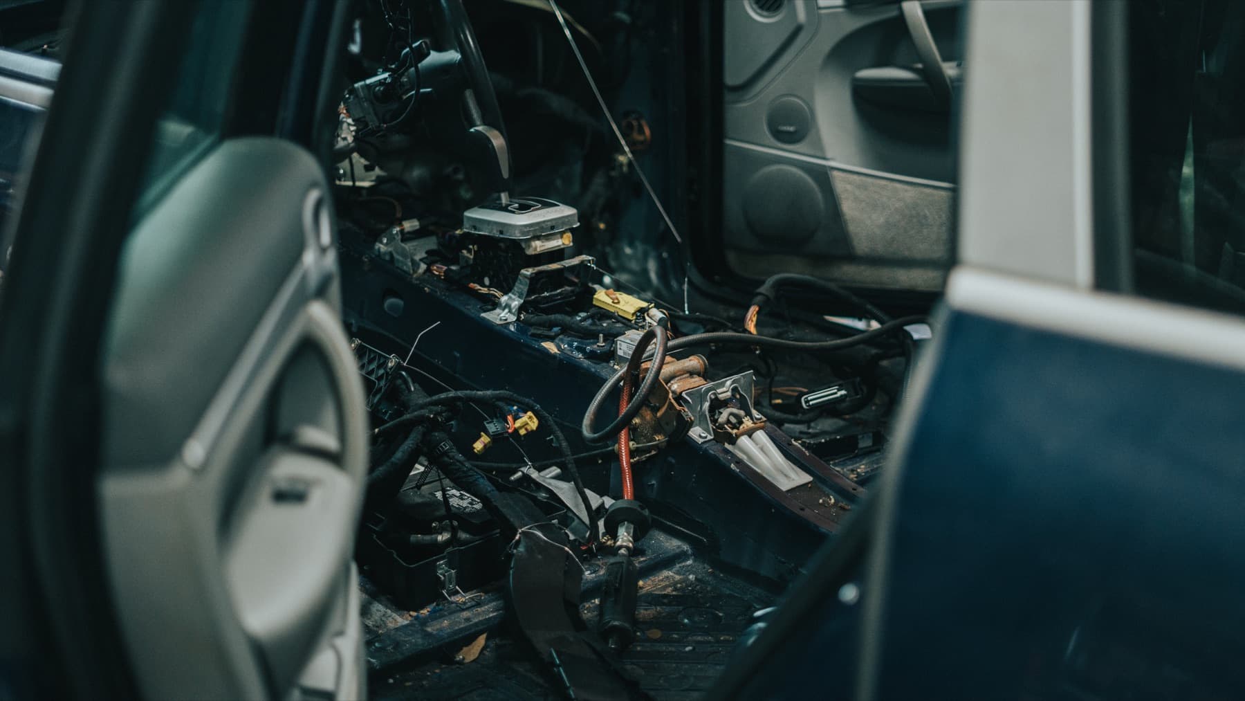Engine bay detail during a build