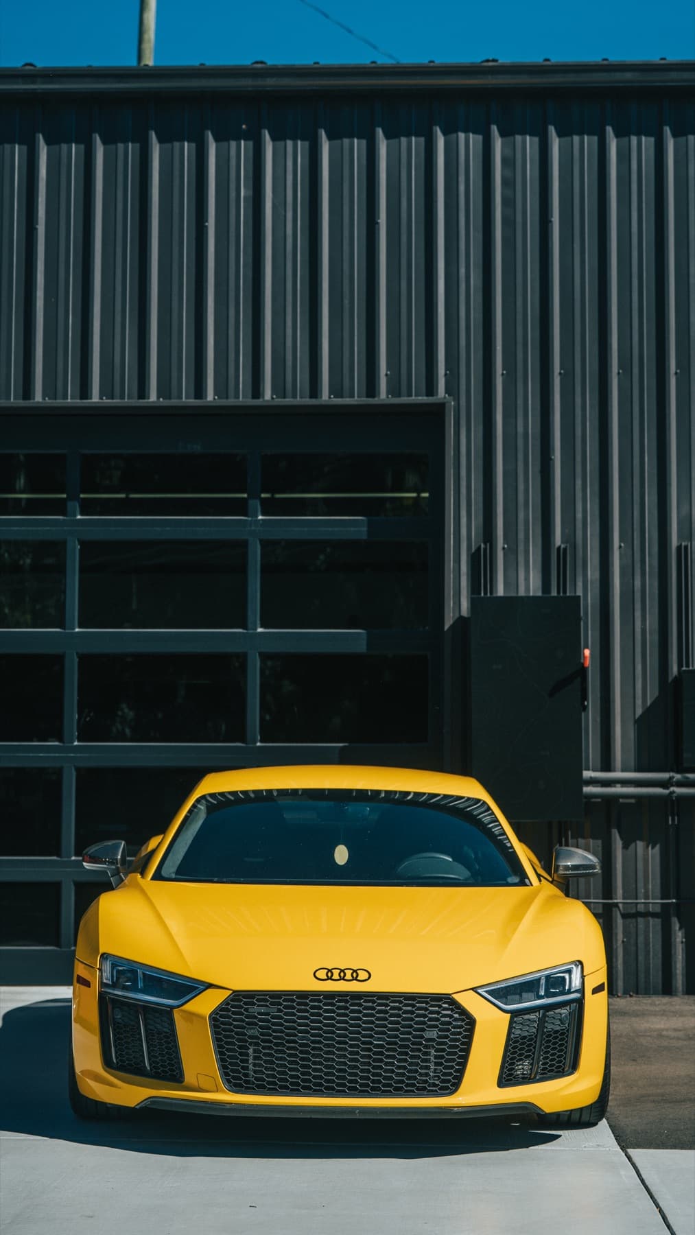 Front of a yellow Audi R8