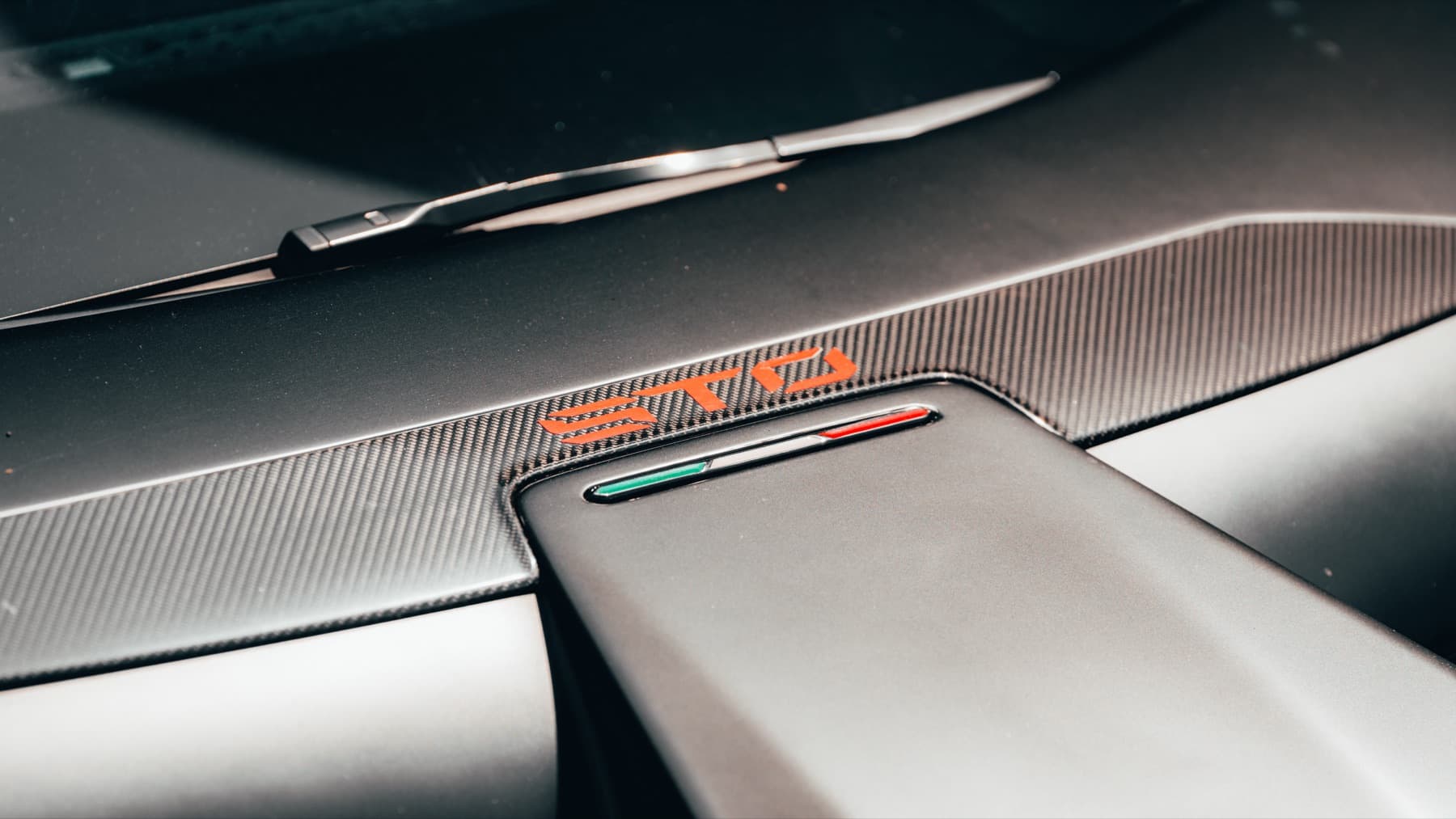 Bodywork detail on a grey Lamborghini
