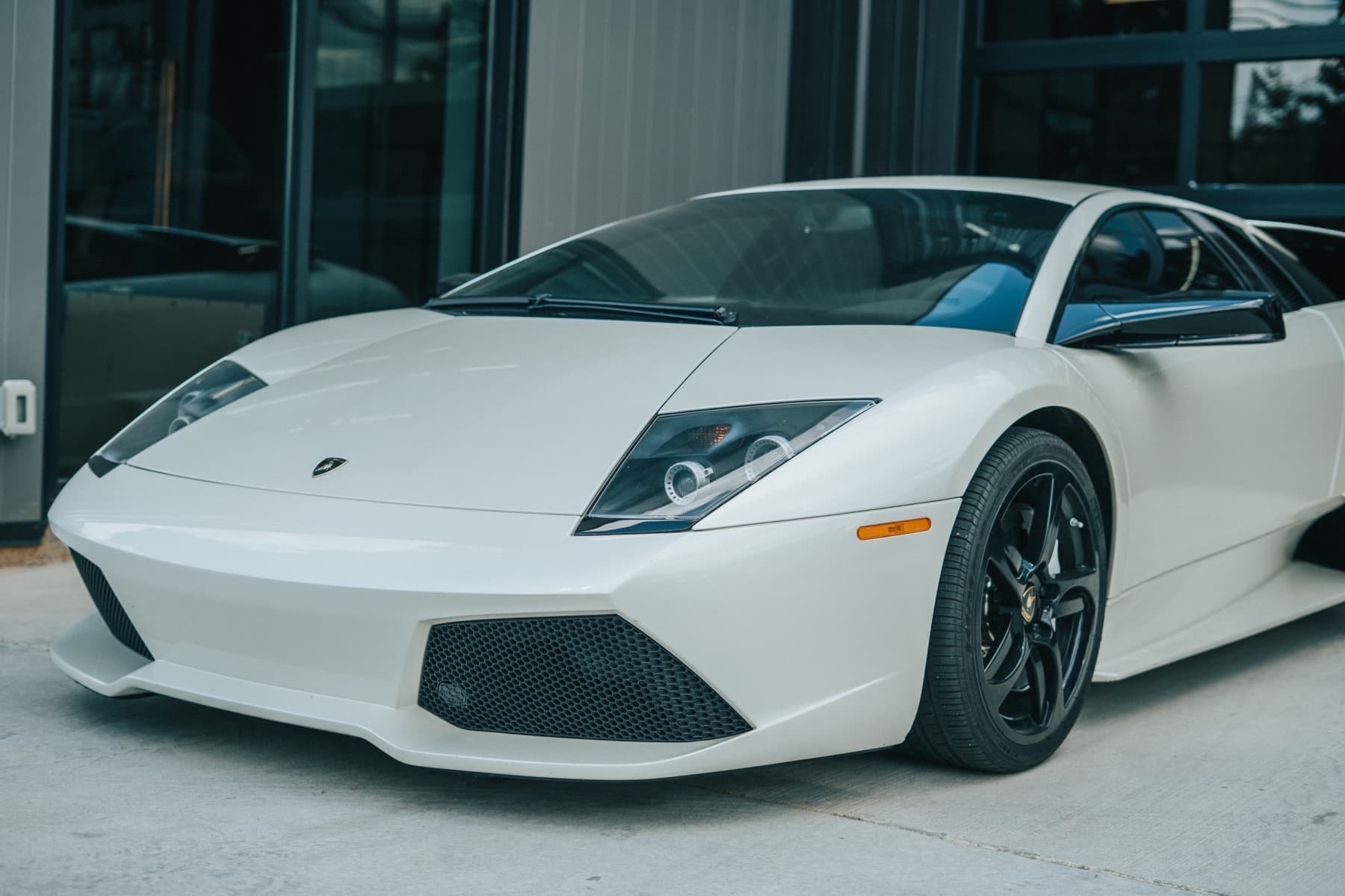 White Lamborghini Murciélago in profile