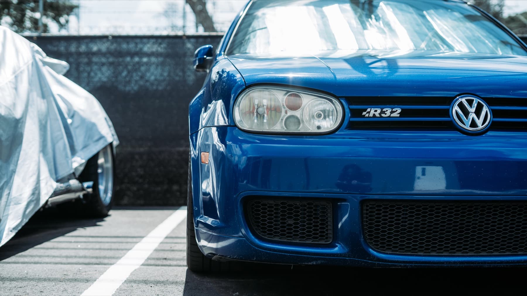 Blue Volkswagen Golf R32