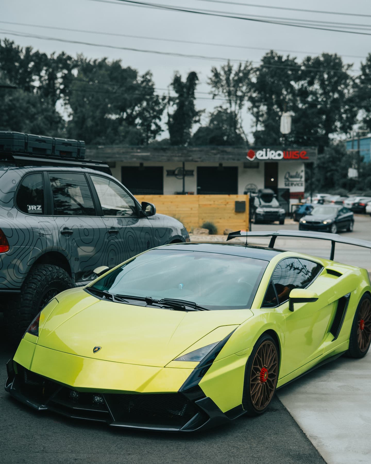 Front of a lime green Lamborghini Huracán Performante