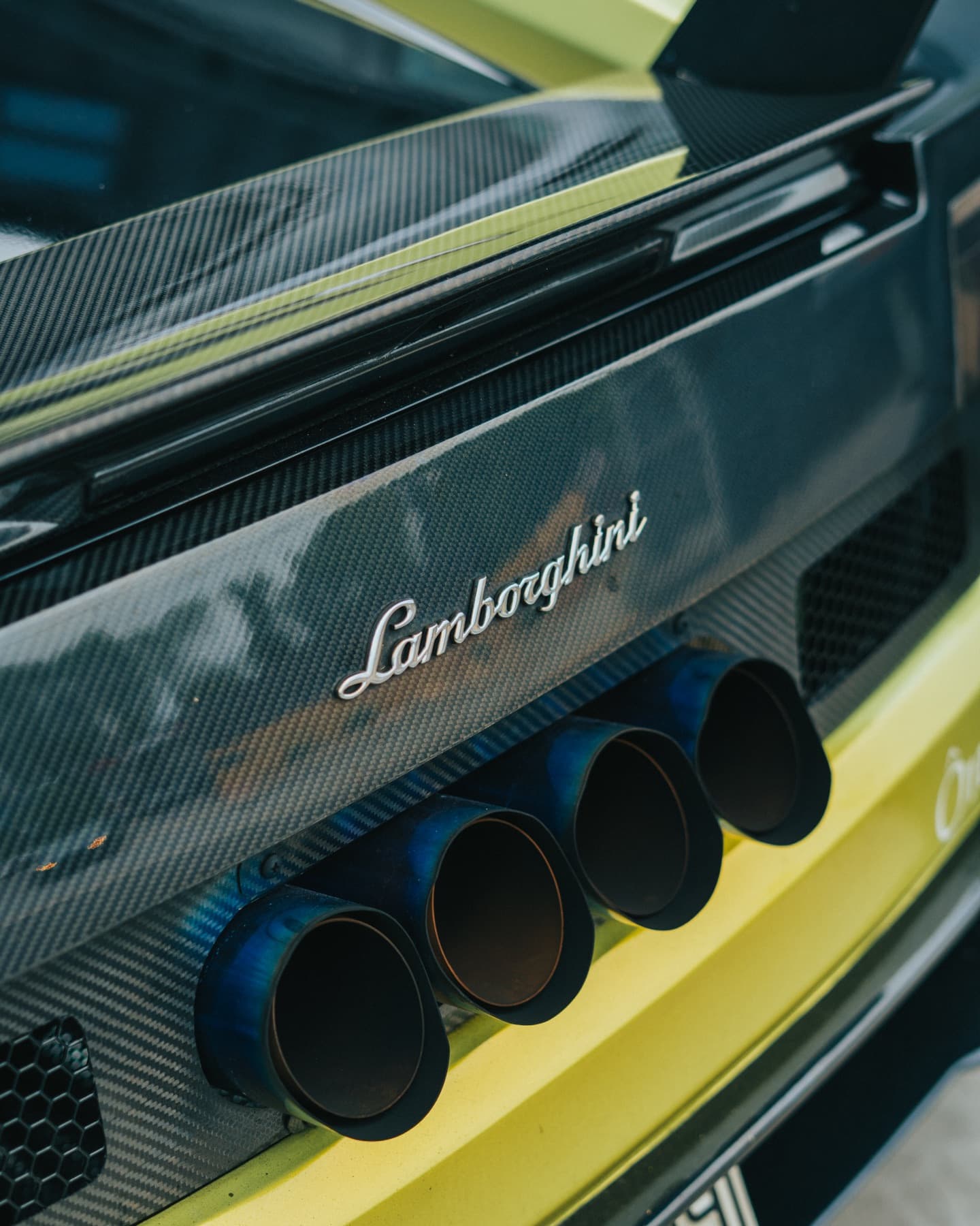 Side detail on a lime green Lamborghini