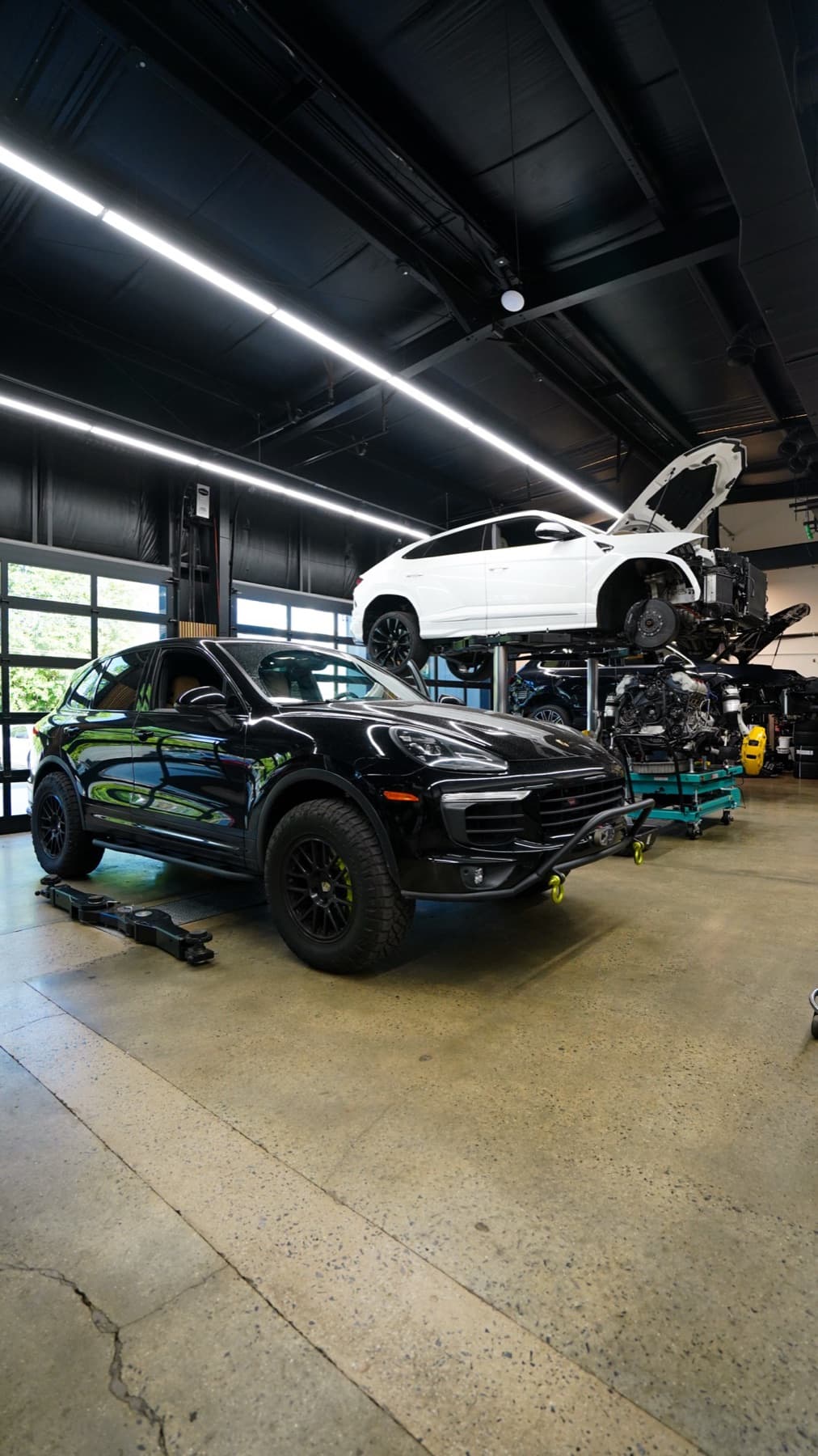 Dark off-road build on the shop floor