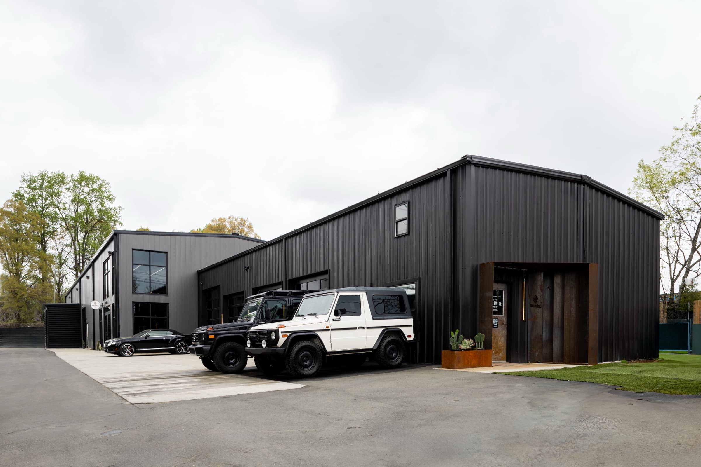 The Eurowise building in Charlotte with two G-Wagens parked out front