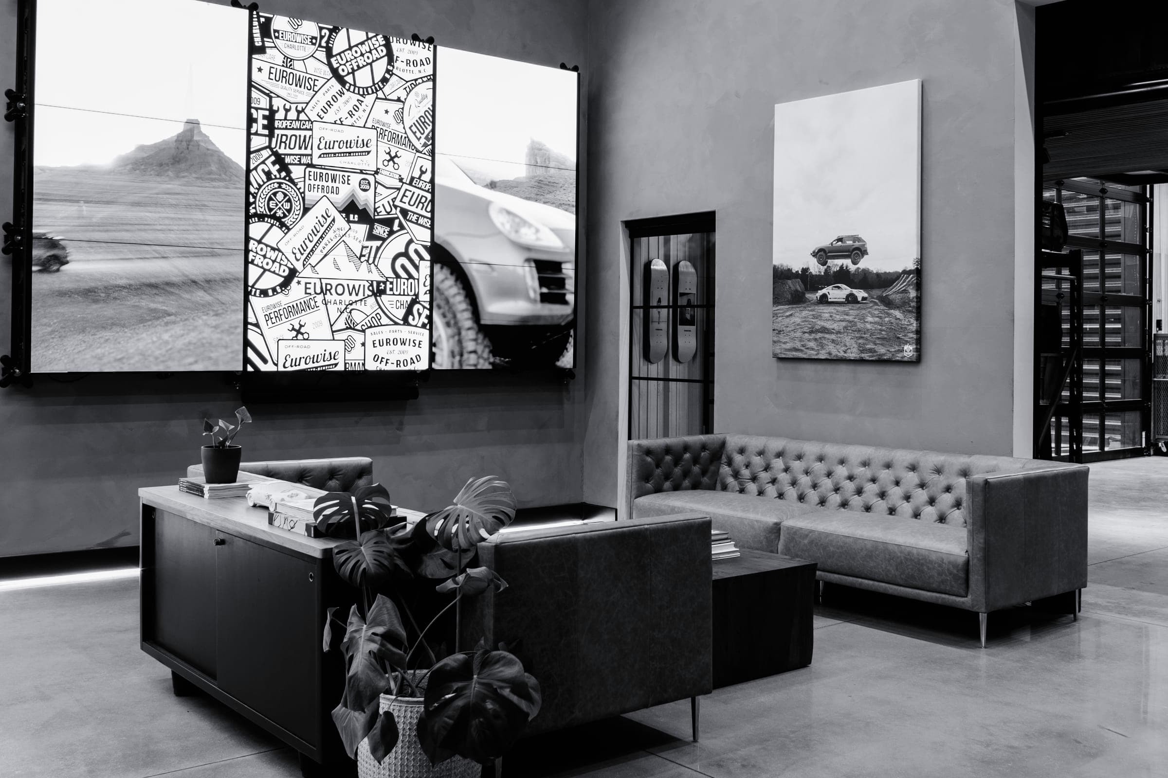 Eurowise customer lounge and product display wall
