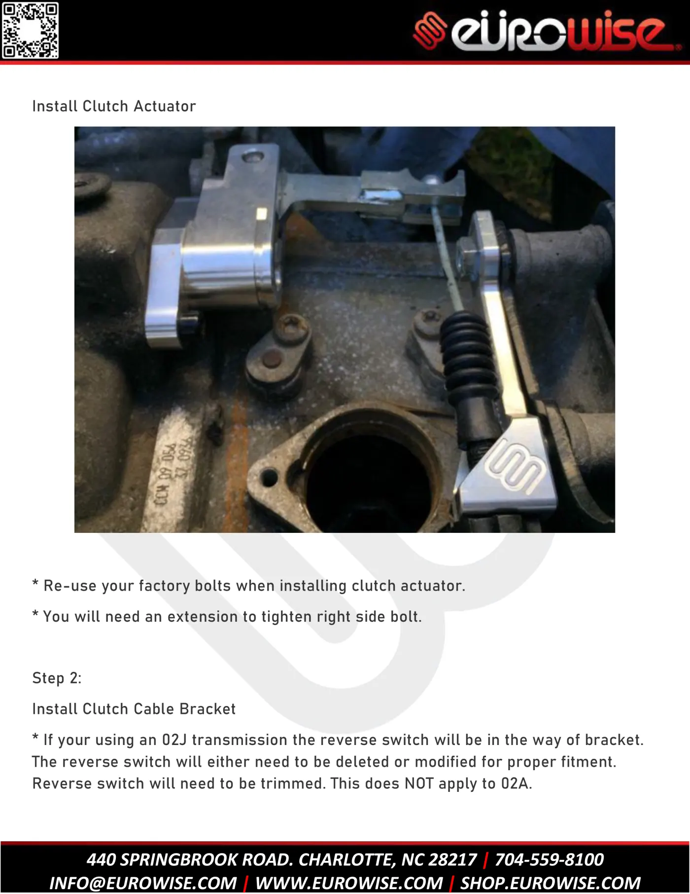 Eurowise 02A Manual Cable Conversion Kit Install Guide — page 2 of 4