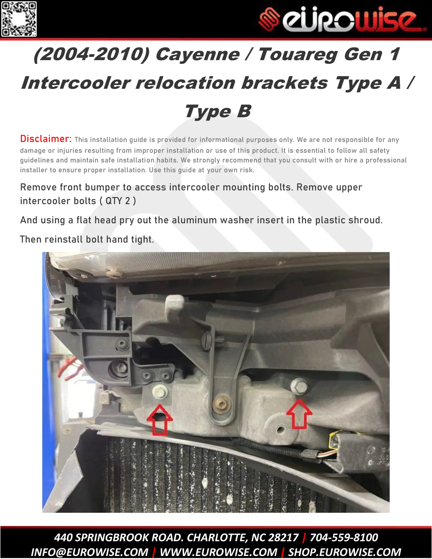( 2004-2010 ) Cayenne / Touareg Gen 1 Intercooler relocation brackets Type A / Type B — page 1 of 6