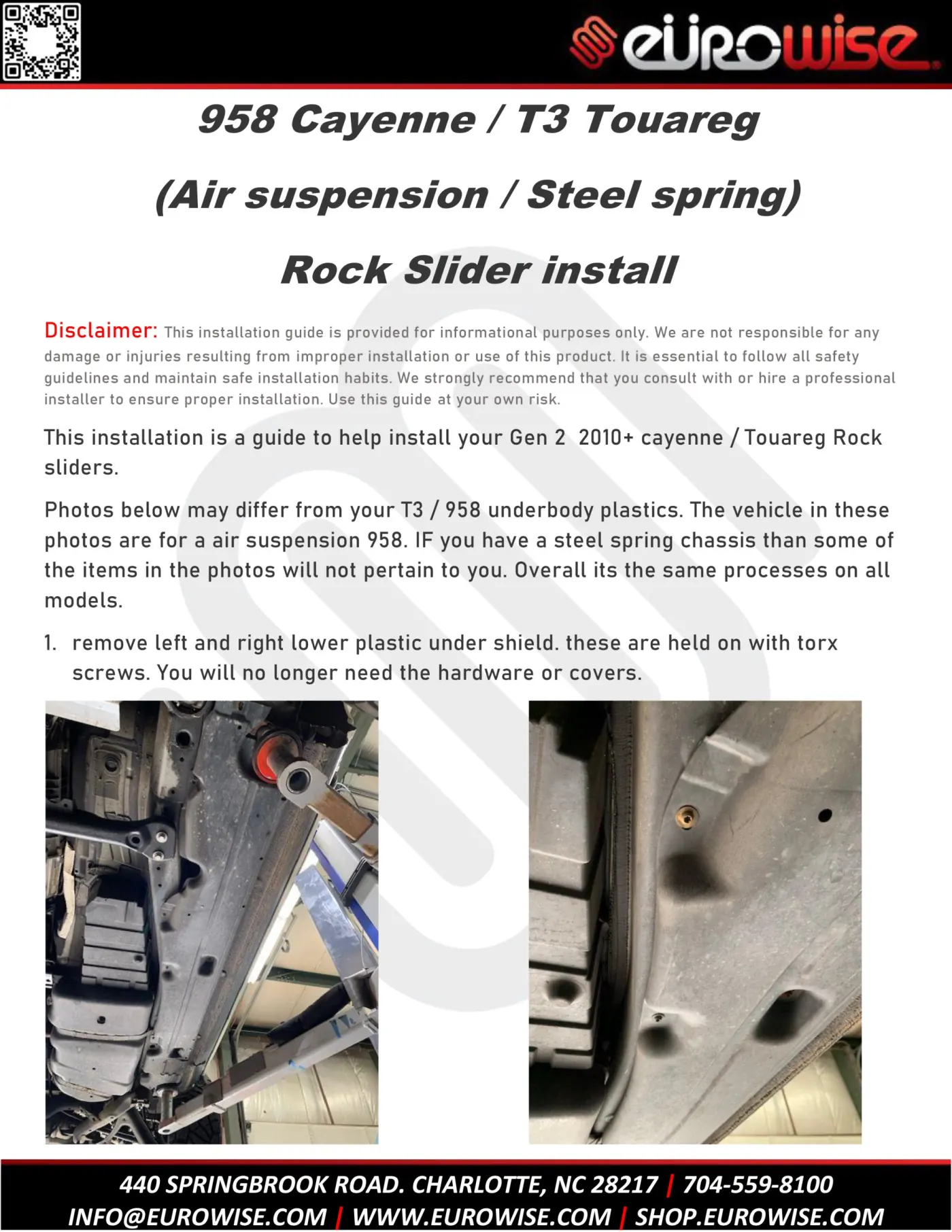 958 Cayenne / T3 Touareg ( Air suspension / Steel spring ) Rock Slider install — page 1 of 14