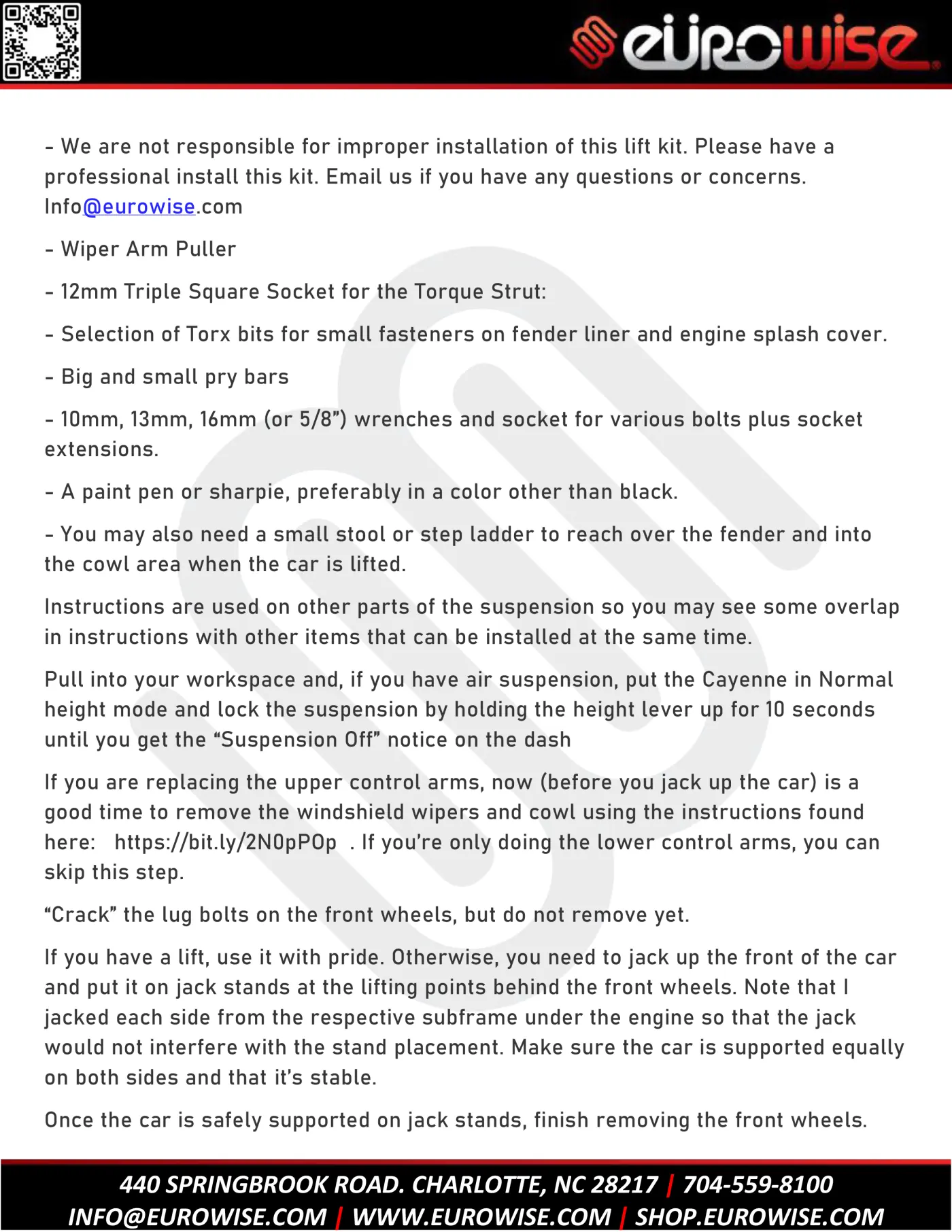 Cayenne / Touareg 3″ air suspension lift install guide — page 2 of 36