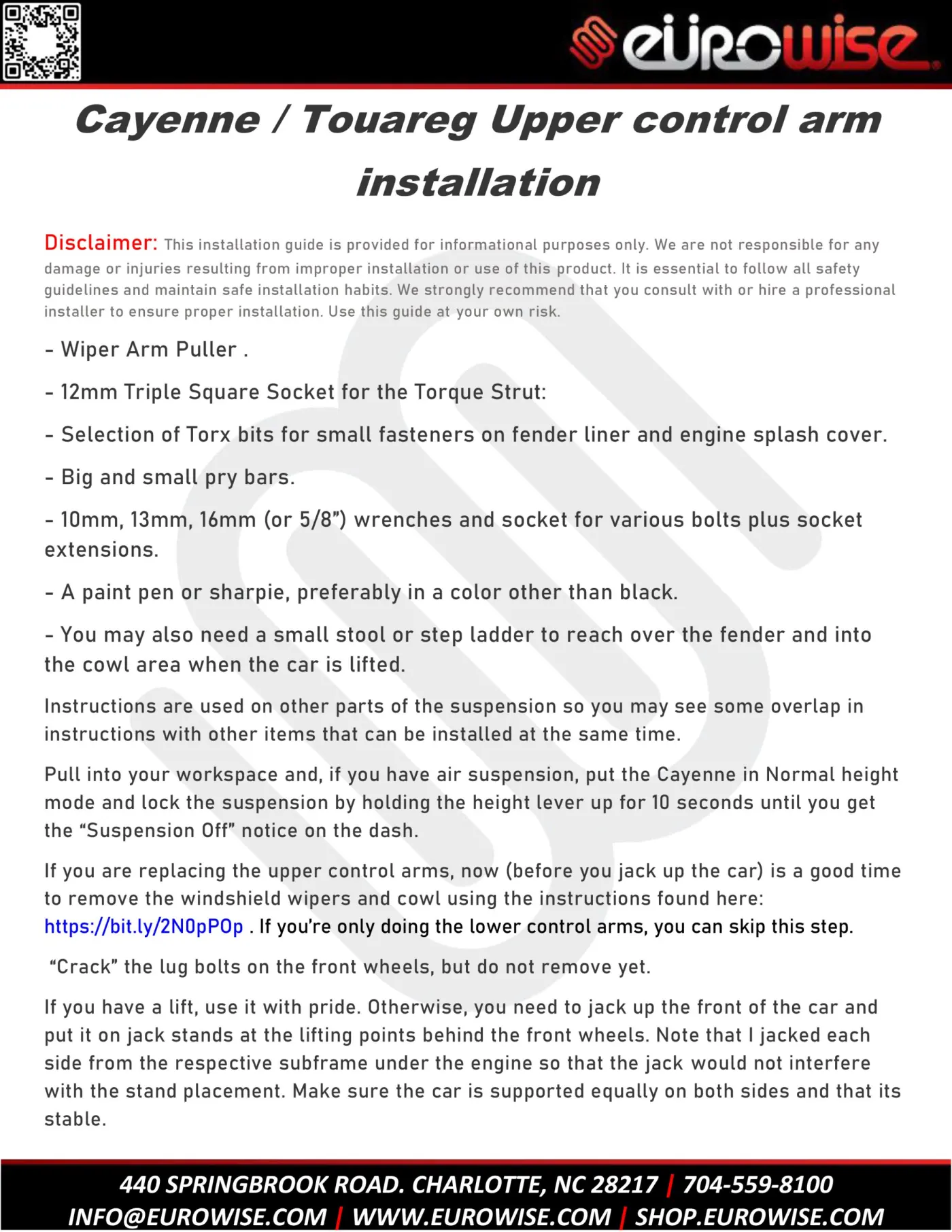 Cayenne / Touareg Upper control arm installation — page 1 of 13