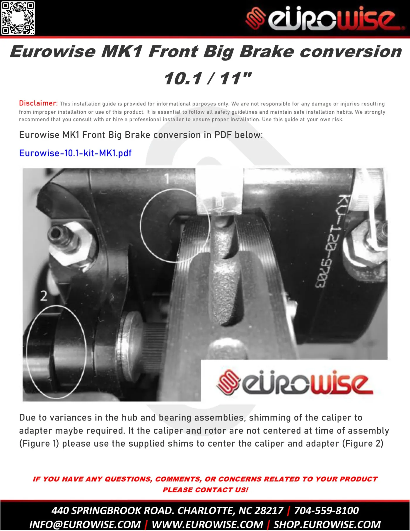 Eurowise MK1 Front Big Brake conversion 10.1 / 11″ — page 1 of 1