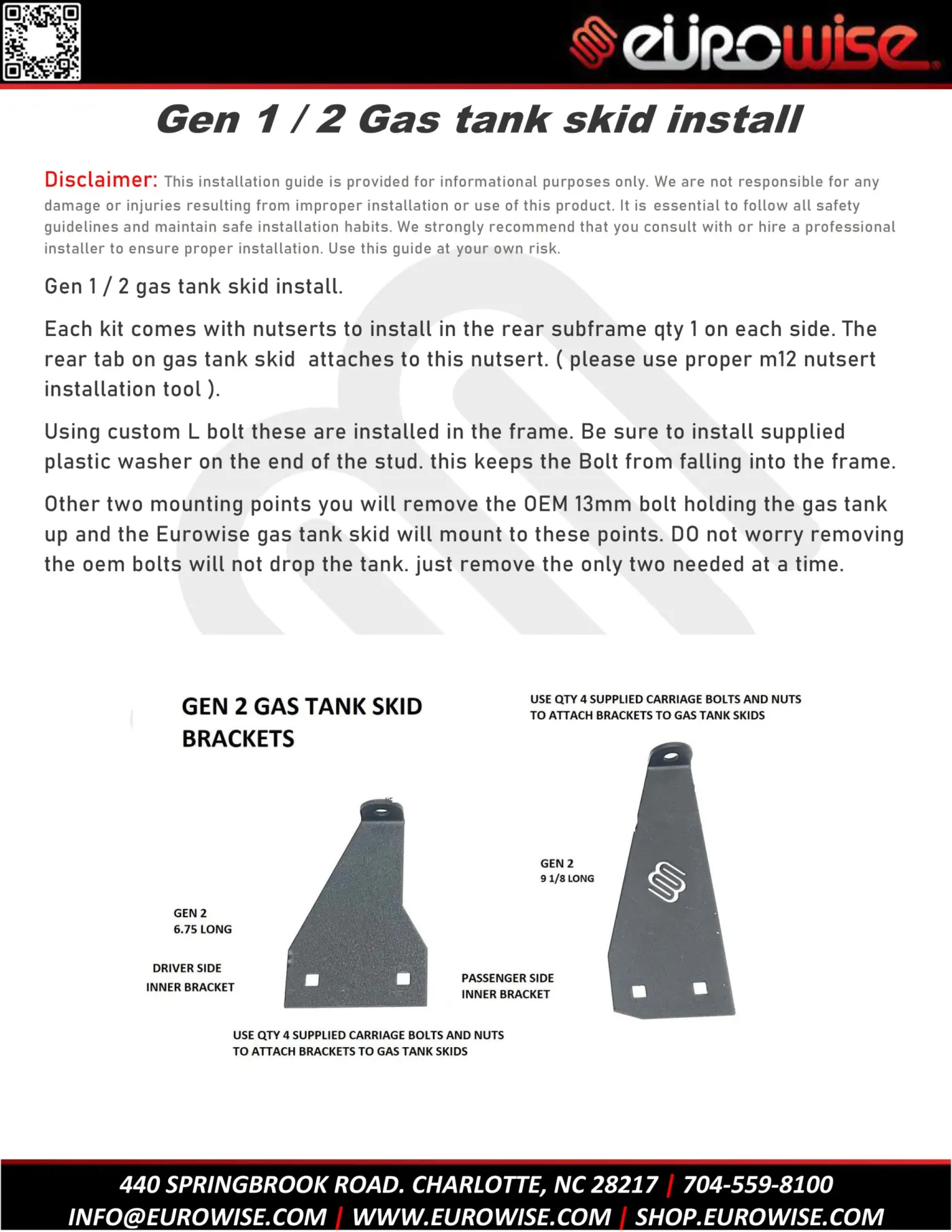 Gen 1 / 2 Gas tank skid install — page 1 of 12