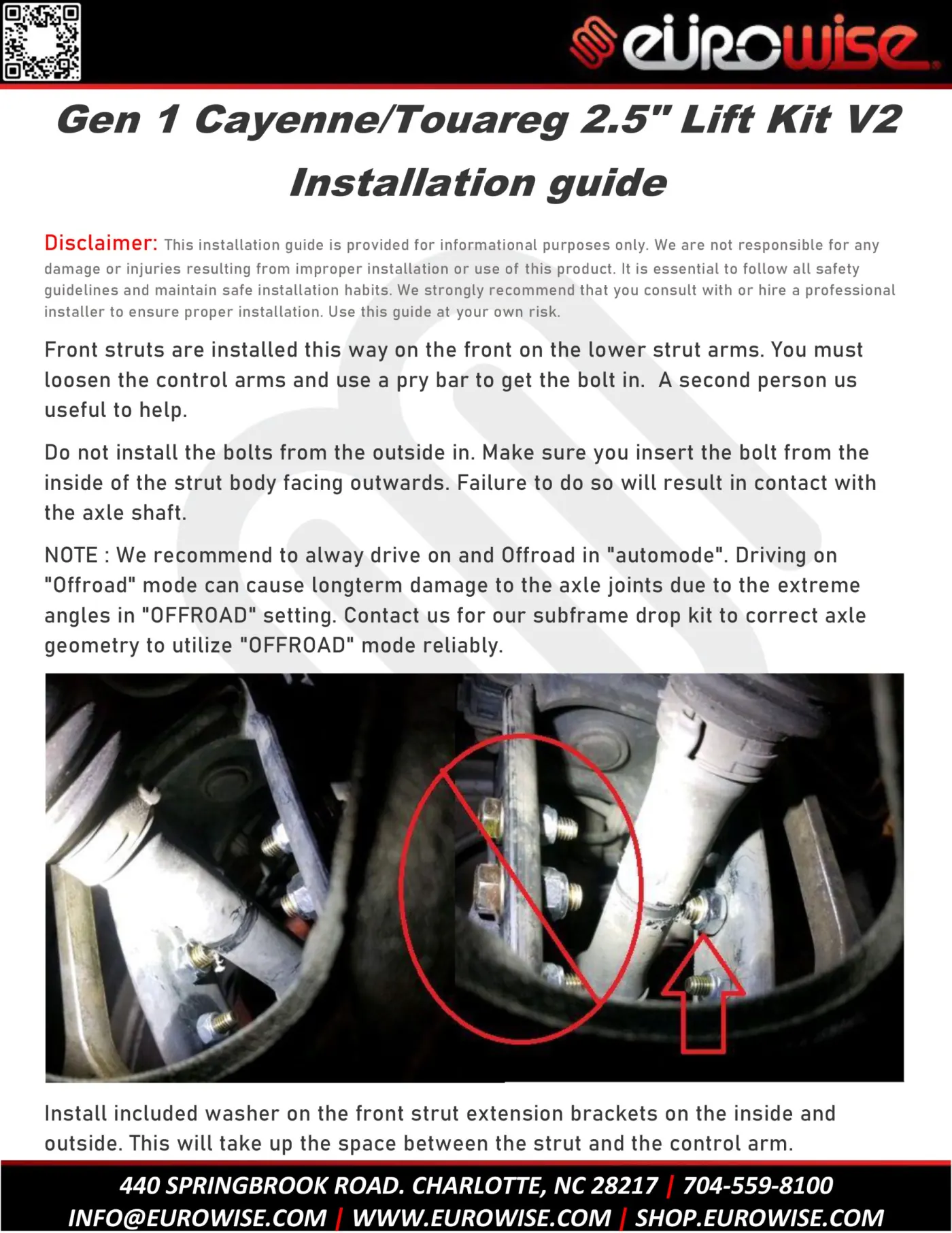 Gen 1 Cayenne/Touareg 2.5″ Lift Kit V2 Installation guide — page 1 of 21