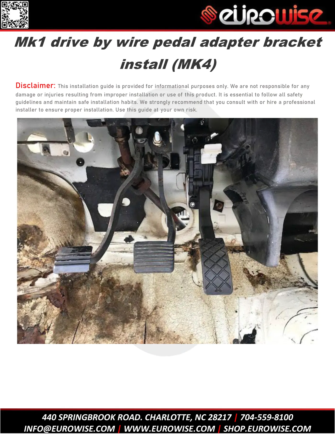 mk1 drive by wire pedal adapter bracket install ( MK4 ) — page 1 of 4