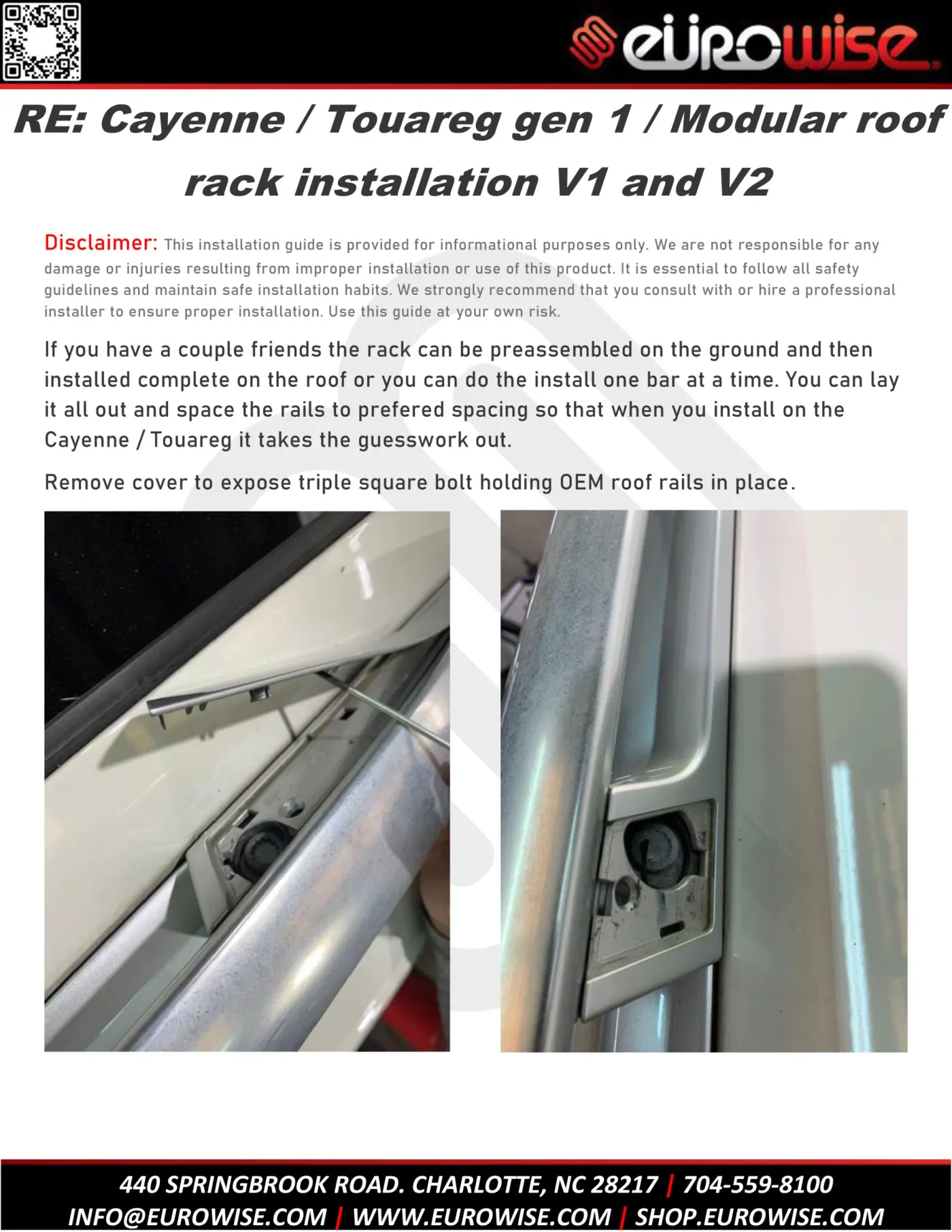 RE: Cayenne / Touareg gen 1 / Modular roof rack installation V1 and V2 — page 1 of 12