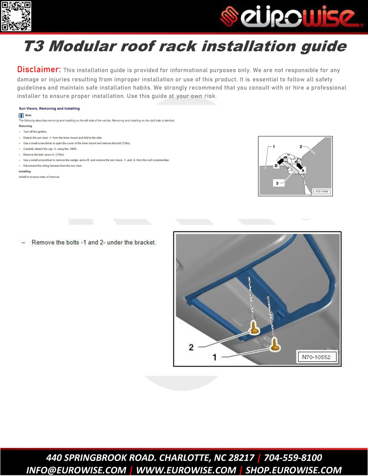 T3 Modular roof rack installation guide — page 1 of 12