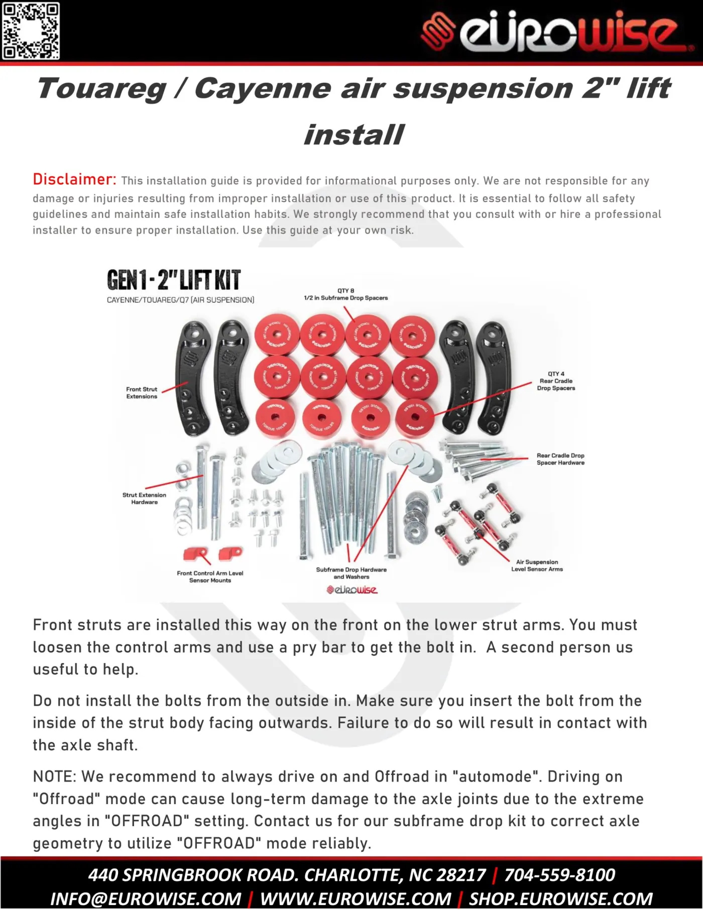 Touareg / Cayenne air suspension 2″ lift install — page 1 of 16