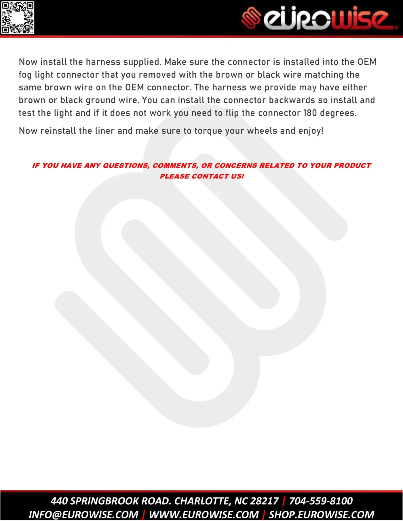 Gen 2 Eurowise 958 Direct Replacement Fog Light Install Kit — page 10 of 10
