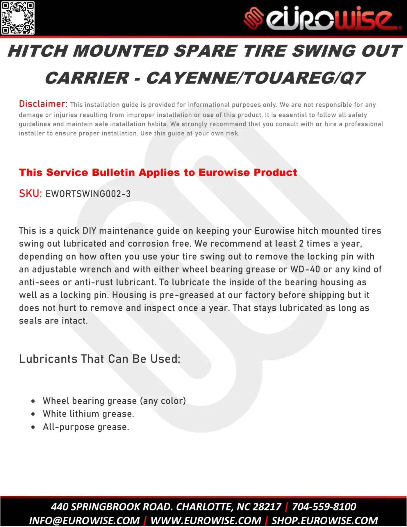 Hitch Mounter Spare Tire Swing Out Carrier — page 1 of 3